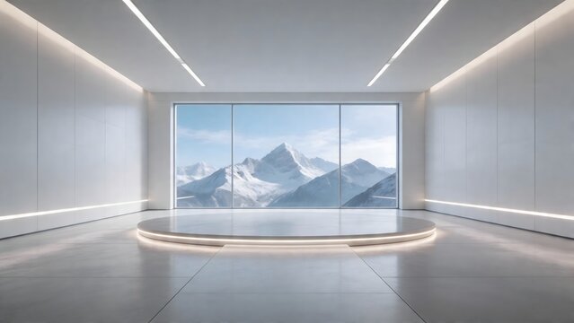 Modern room with mountain view