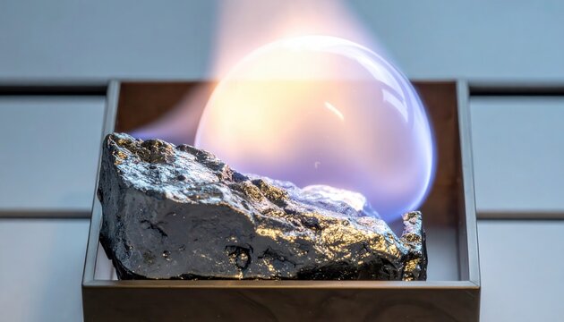 Vibrant lithium metal fragment ignited, showcasing intense energy and scientific discovery in a controlled environment.