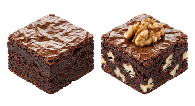 Decadent Chocolate Brownies: One Plain, One with Walnuts and Topping
