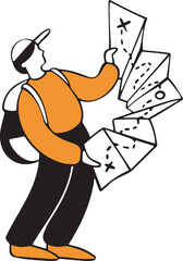 Cartoon vector illustration of a men see map. © Shadikul