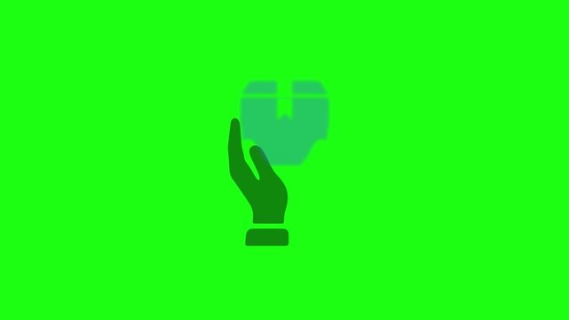 Animated icon showing two black hands lifting a blue delivery package box in a rhythmic motion sequence designed for smooth digital interface transitions and professional shipping logistics marketing 