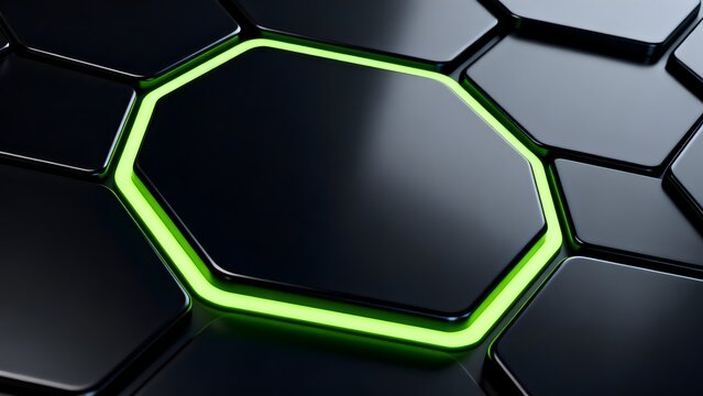 Hexagonal pattern with glowing green edges