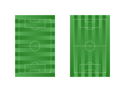 Football Pitch Vector Illustration with Striped Grass and Football Line Markings. Soccer Field or Football Pitch Top View Isolated Illustrations. 