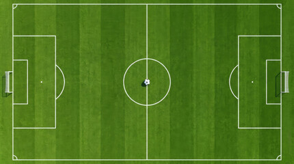 Obraz premium Aerial Perspective of Green Football Pitch with White Markings
