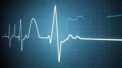 Obraz premium ECG heartbeat line graph on monitor screen in dark room