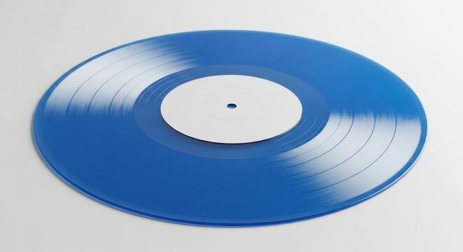 a studio shot of a translucent blue vinyl record