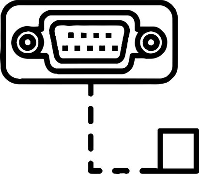 Hardware vga port interface with connection path icon
