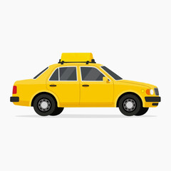 Obraz premium Yellow taxi cab illustration on white background