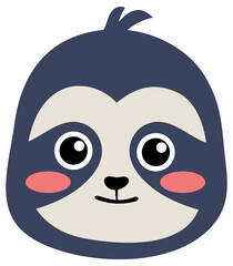 Fototapeta premium Cute Sloth Face Cartoon Animal Vector Illustration 
