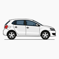 Fototapeta premium White hatchback car side view illustration isolated on white background