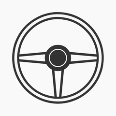 Obraz premium Classic car steering wheel icon simple vector illustration