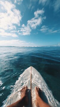 Surfer's Point of View on Surfboard