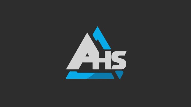 Modern abstract triangular logo design featuring AHS initials. Geometric graphic symbol perfect for technology, business, or corporate branding.