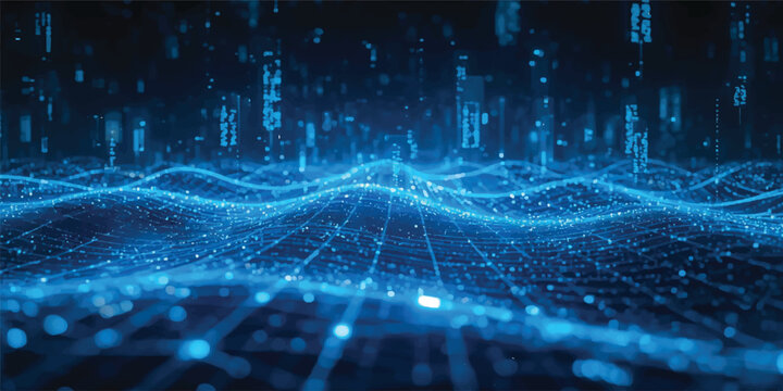 Abstract data grid background featuring virtual fractal realms and digital symmetry for advanced computer technology design