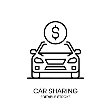 Car sharing service illustration with money symbol on top of vehicle