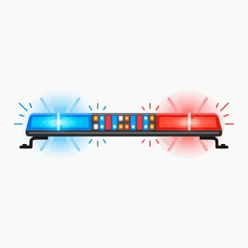 Police Light Bar Red Blue Flashing Emergency Siren Light Bar Vector Illustration
