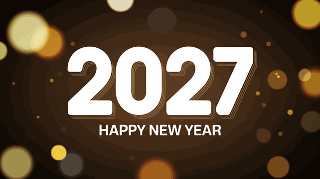 Happy New Year celebration graphic design featuring year 2027