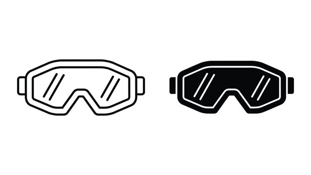 Black and white ski goggles vector icon pair