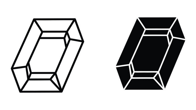 3d geometric hexagon prism shapes in black and white