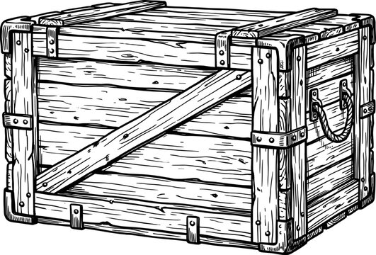 Heavy wooden shipping crate with rope handles