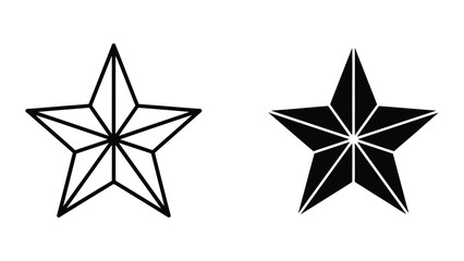 Obraz premium Minimalist five-pointed star with compass lines in black and white