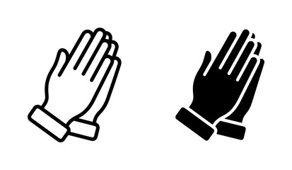 Fototapeta premium Praying Hands Icon Set, Religious Symbol, Hope, Faith, Gratitude, Spiritual Gesture, Two Styles, Vector Graphics