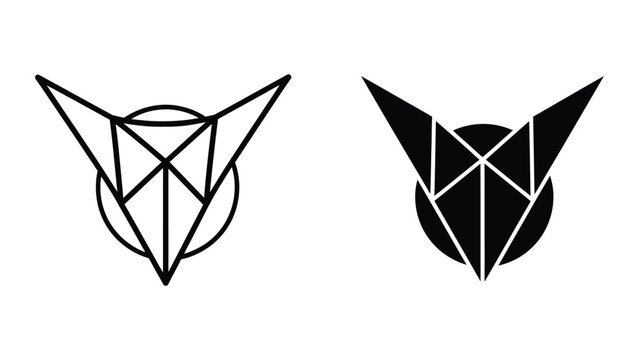 Minimalist yin yang symbol with triangular wings