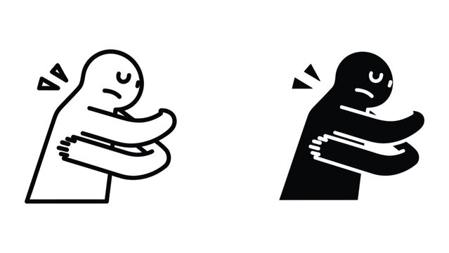 Sad alien and ghost characters hugging each other