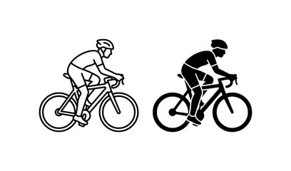Fototapeta premium Cyclist Silhouette Vector Icons, Road Bike Rider Line Art, Sport & Fitness Graphics for Cycling Enthusiasts