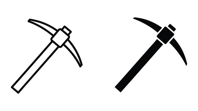 Black and white mining pickaxe tools side by side
