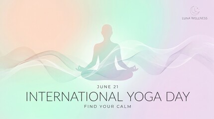 Obraz premium Silhouette of person meditating for international yoga day with holistic health