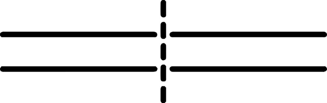 Minimalist line intersection with vertical dashed segment