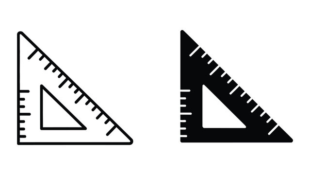 Set of black and white triangle rulers with angle guides
