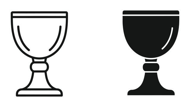 Two wine goblets icon in black and white outline style