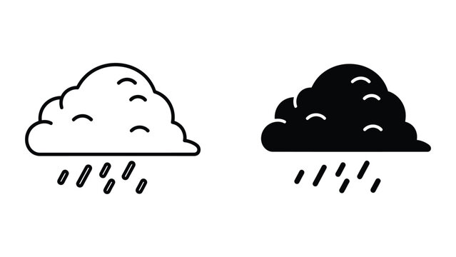 Rainy cloud icons with light drops falling