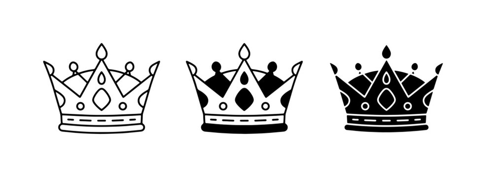 Royal Crowns Collection, Regal Symbols, Royalty Icons, Monarch Symbols, Heraldic Emblems, Luxury Icons, Set of 3