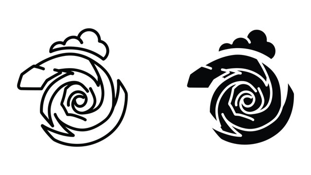 Black and white whirlpool with snail shell icon design
