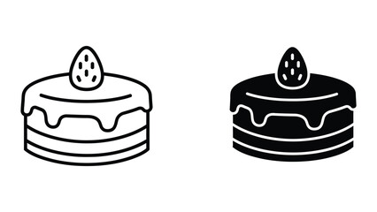 Two cakes with chocolate frosting and berry topper icons © Jahidul