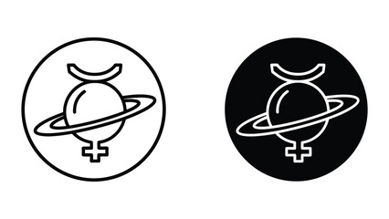 Saturn symbol with female planet sign icon © vactor guru