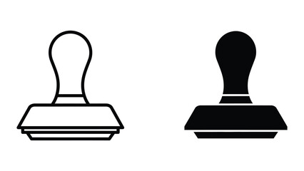 Black and white stamp pad icon with inked version © Jahidul