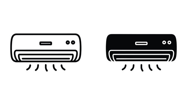 Black and white air conditioning units icon pair