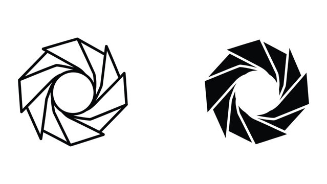 Black and white geometric iris camera aperture design
