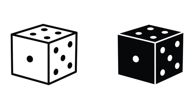 Black and white dice with dots facing each other