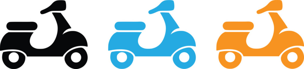 Scooter icon vector set, moped or motorbike symbol isolated on white background © TAHERA