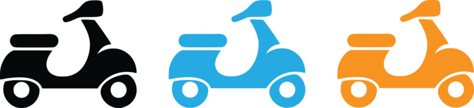 Scooter icon vector set, moped or motorbike symbol isolated on white background