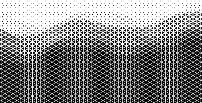 Triangular Halftone Texture Retro wave Vector Geometric Technology Abstract Background. Half Tone Triangles Retro Colored Pattern. Minimal 80s Style Dynamic Tech Structure Wallpaper
