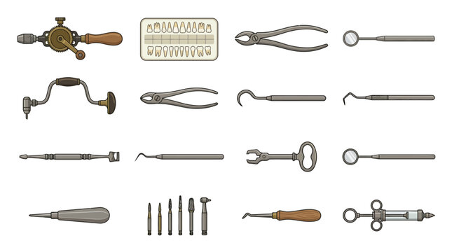 Dental surgical medical tools.