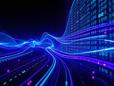 Futuristic digital wave technology background.