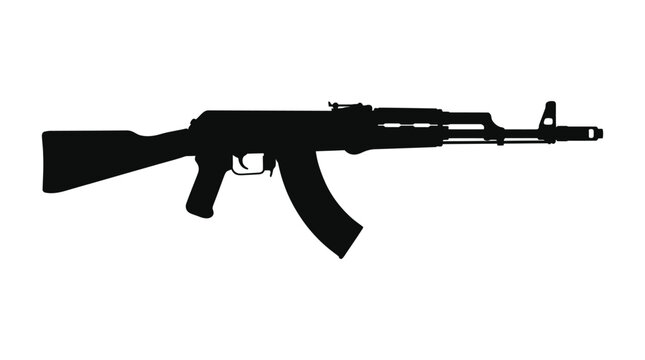 ak47 assault rifle silhouette against a white background silhouette