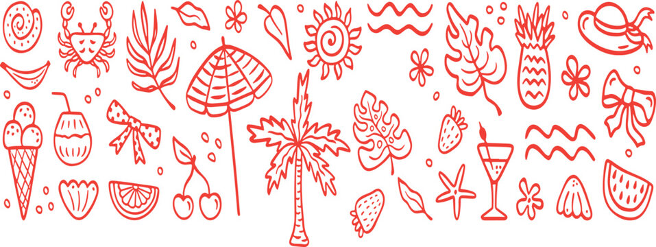 Summer vacation icons and symbols